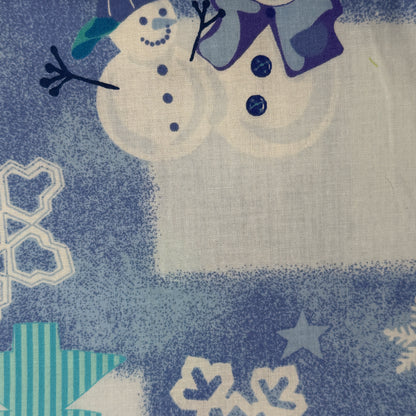 Blue & Green Snowmen Cotton: 1.5 yds
