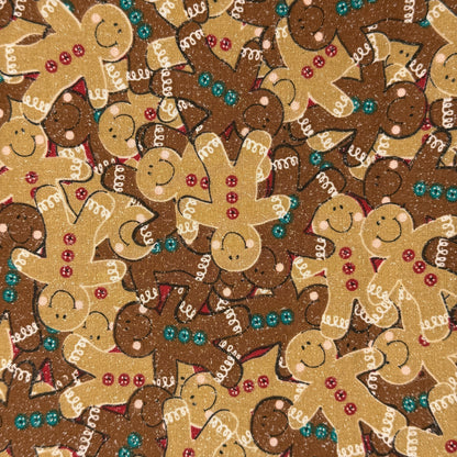 Tan & Dark Brown Sparkly Gingerbread Men Cotton: 2 yds