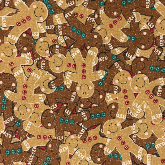 Tan & Dark Brown Sparkly Gingerbread Men Cotton: 2 yds
