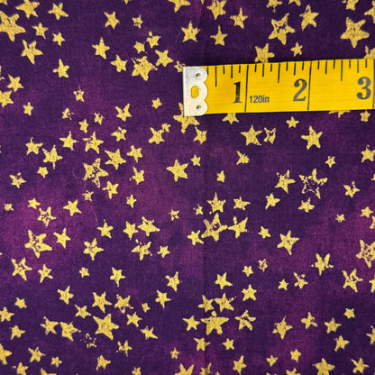 Purple With Gold Stars Cotton: 1.5 yds
