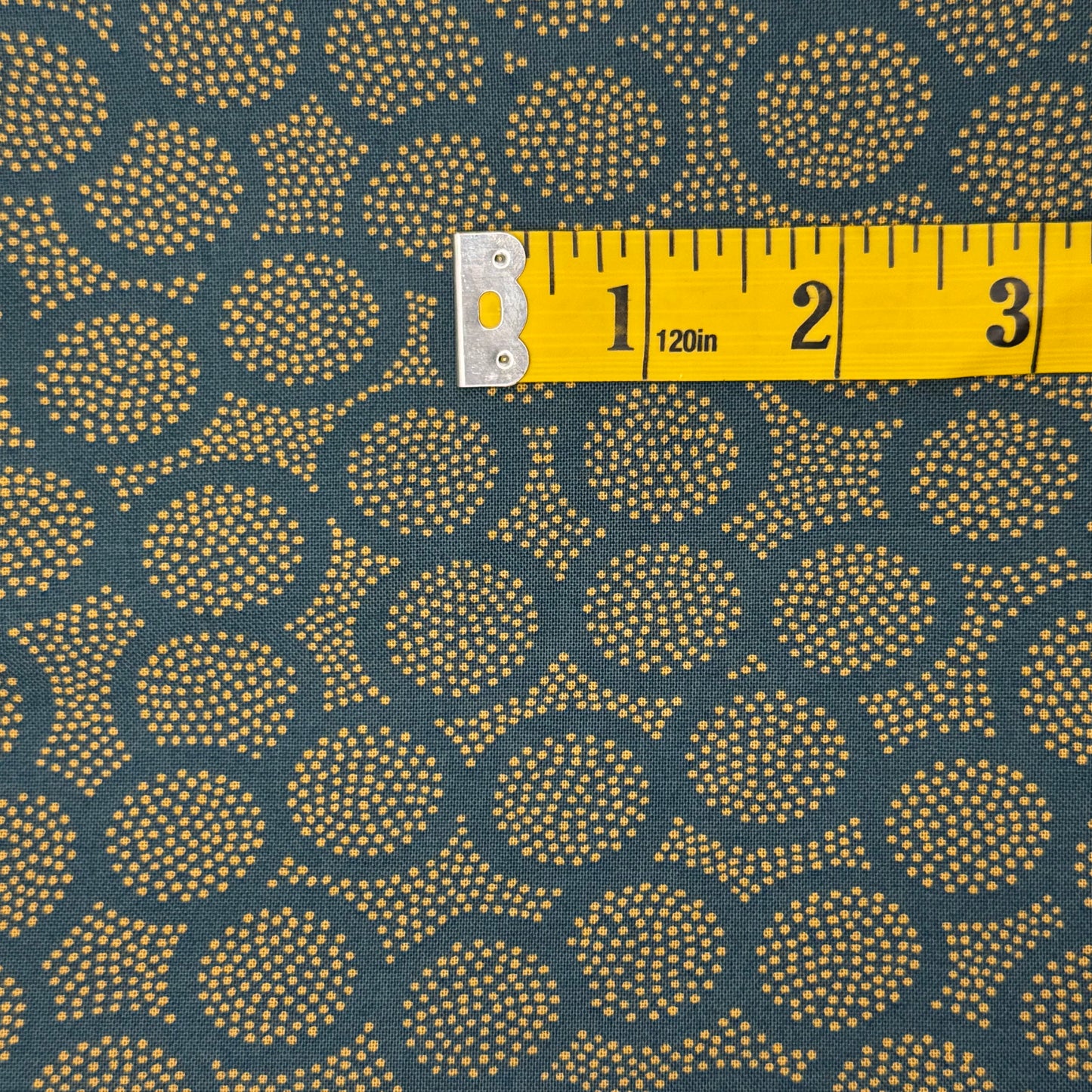 Green & Gold Pointillism Circles Cotton: 3 yds