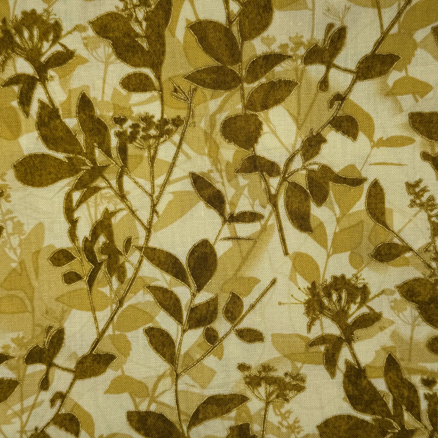 Green & Yellow Metallic Floral Cotton: 2 yds