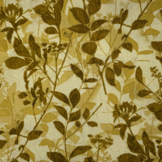 Green & Yellow Metallic Floral Cotton: 2 yds