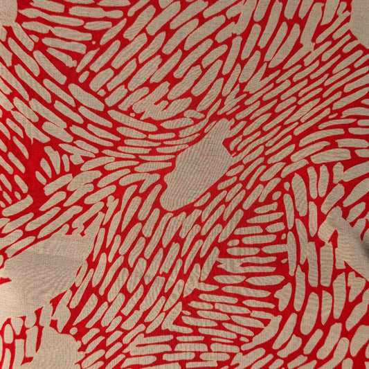 Lightweight Red/Tan Abstract Print Poly Chiffon: 5 yds