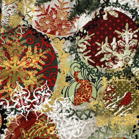 Abstract Metallic Ornaments Cotton Blend: 1 yd