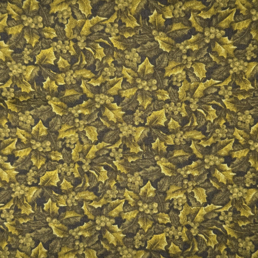 Dark Green Leaves & Berries Cotton: 2 yds