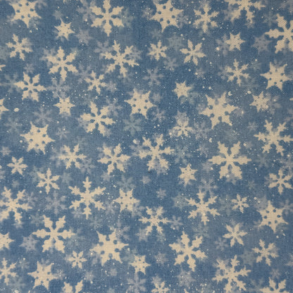Light Blue With White Snowflakes Cotton: 1 yd