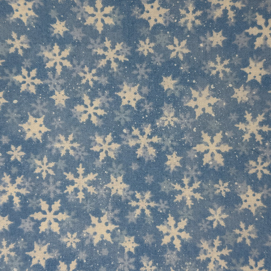 Light Blue With White Snowflakes Cotton: 1 yd