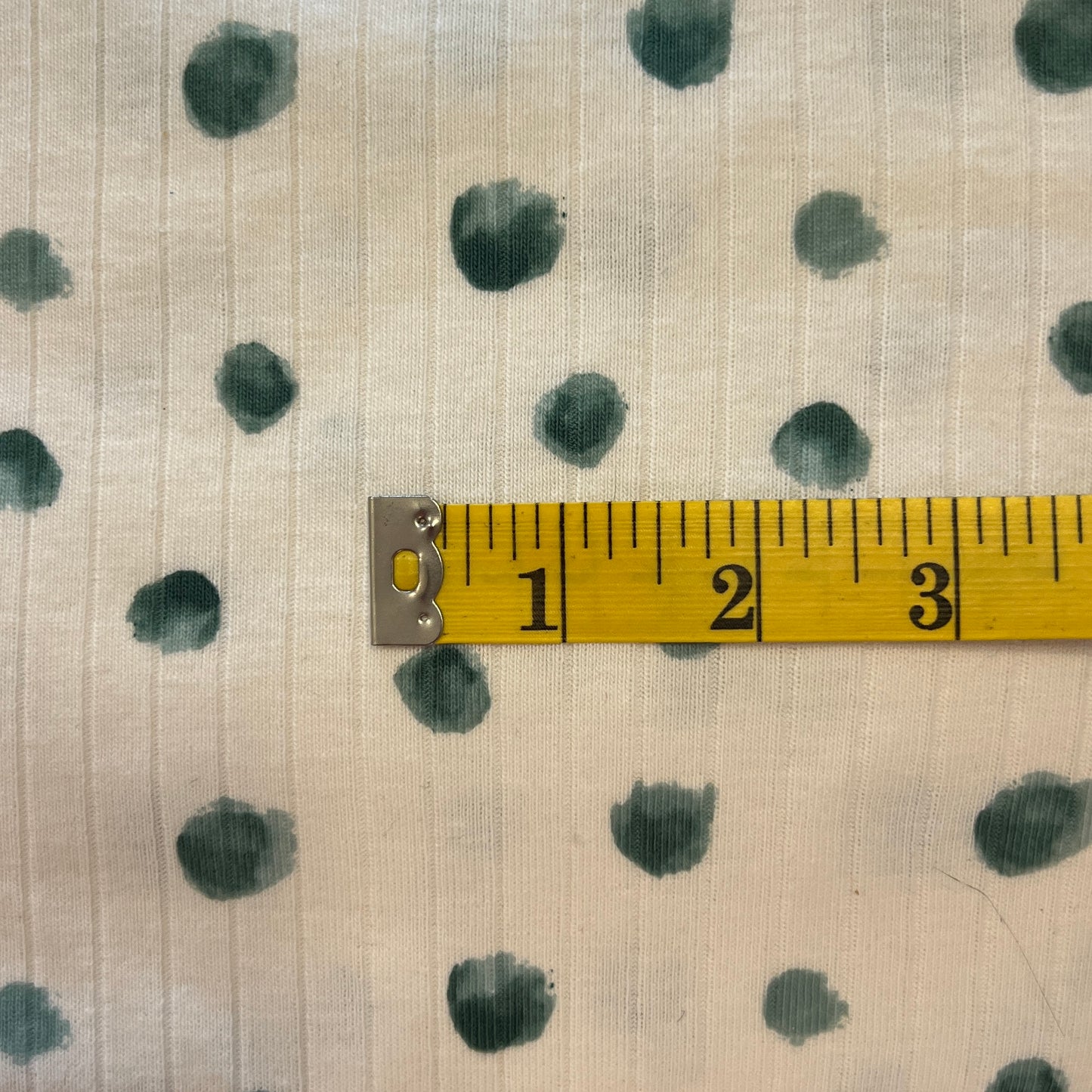 Green Dots Ribbed Knit: 3 yds