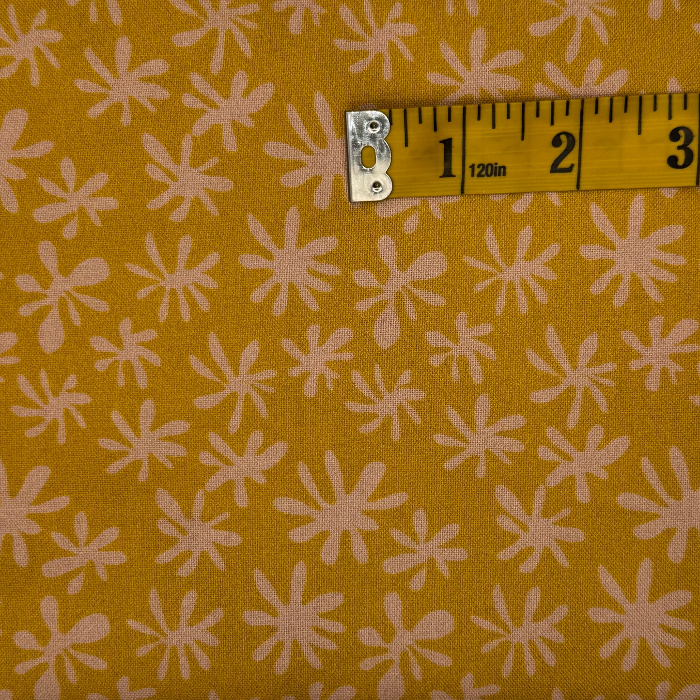 Yellow With Pink Abstract Floral Cotton: 2 yds