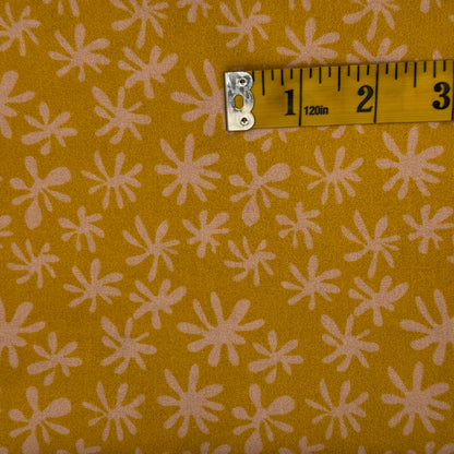 Yellow With Pink Abstract Floral Cotton: 2 yds