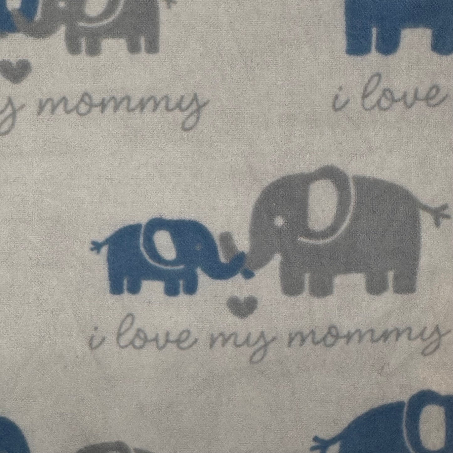 Blue/Gray Elephant Novelty Print Cotton Flannel: 1 yd