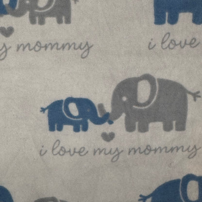 Blue/Gray Elephant Novelty Print Cotton Flannel: 1 yd