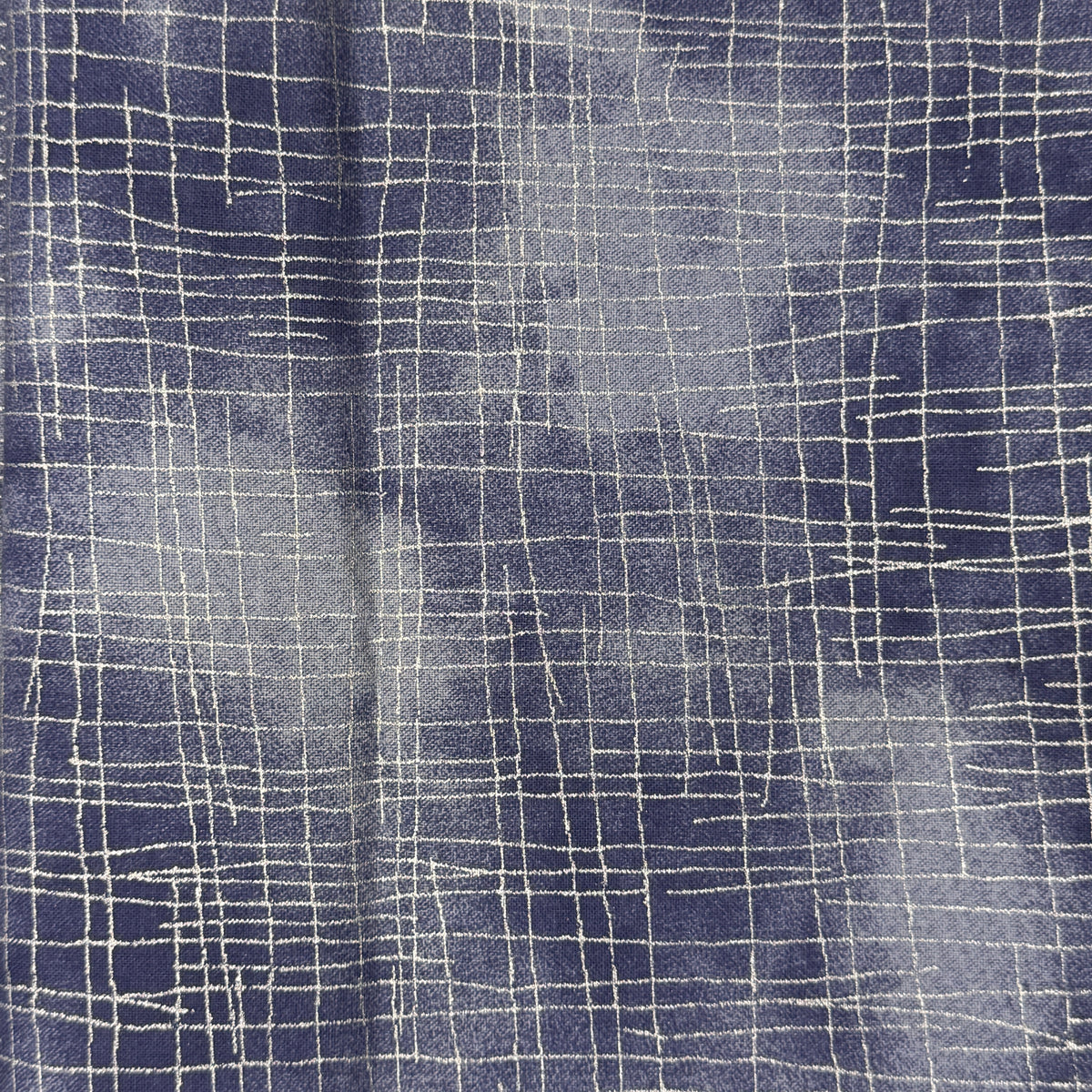 Tonal Blue With Metallic Silver Crossmarks Cotton: 1 yd
