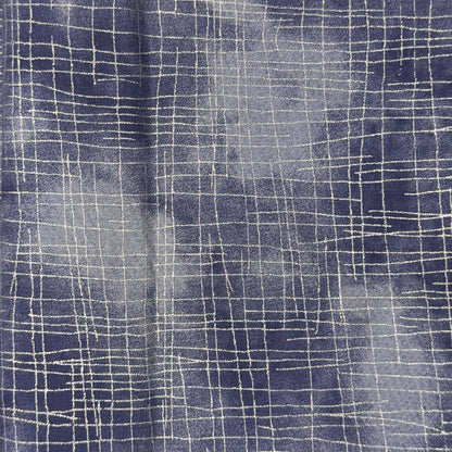 Tonal Blue With Metallic Silver Crossmarks Cotton: 1 yd