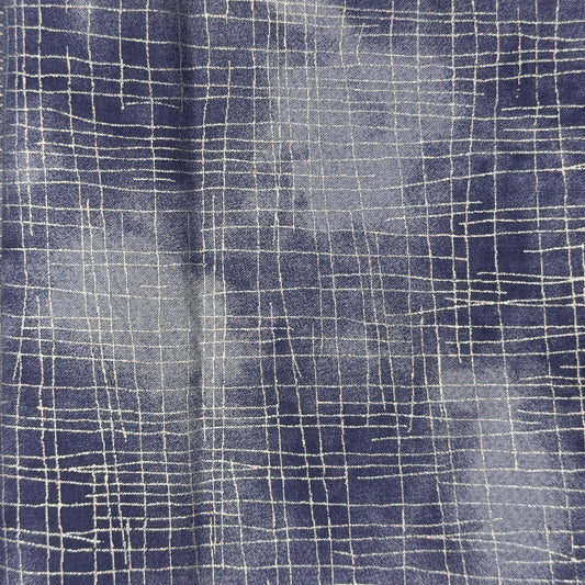 Tonal Blue With Metallic Silver Crossmarks Cotton: 1 yd