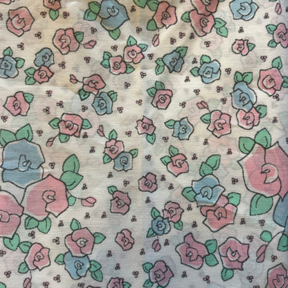 Blue & Pink Floral Cotton: 3 yds