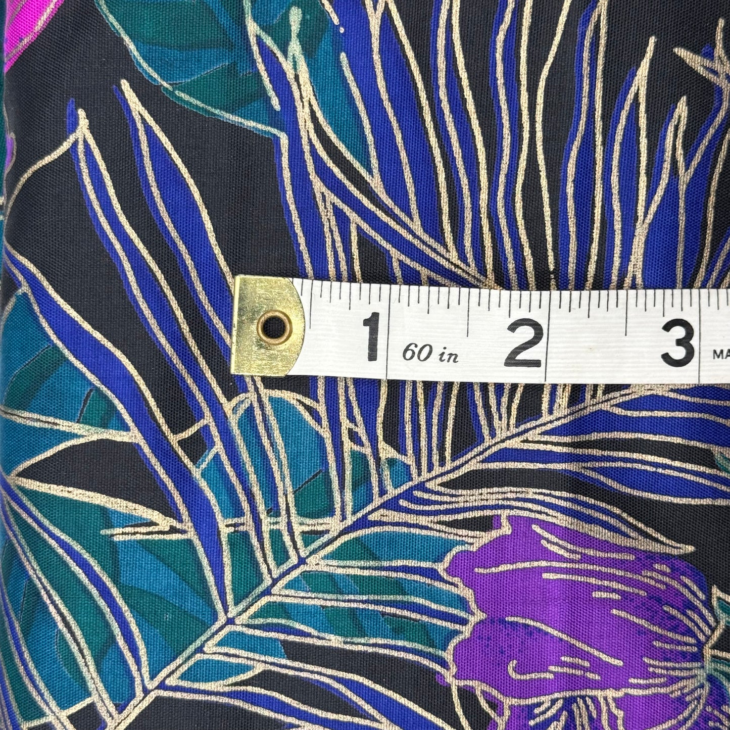 Multicolor with Gold on Black Tropical Print Cotton blend: 4 yds