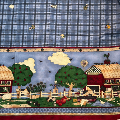 Blue Plaid With Farm Animals Cotton: 1.5 yds