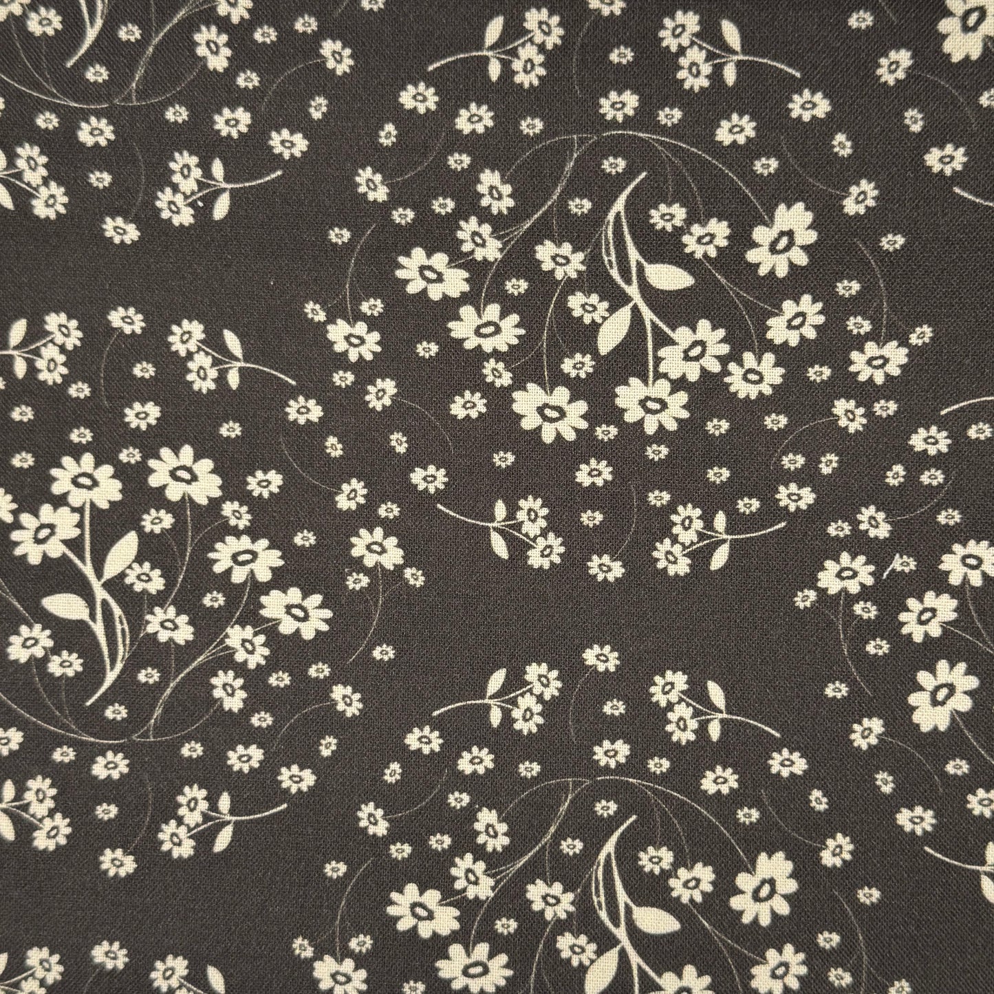 Grey With White Floral Cotton: 2 yds