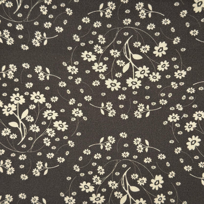 Grey With White Floral Cotton: 2 yds