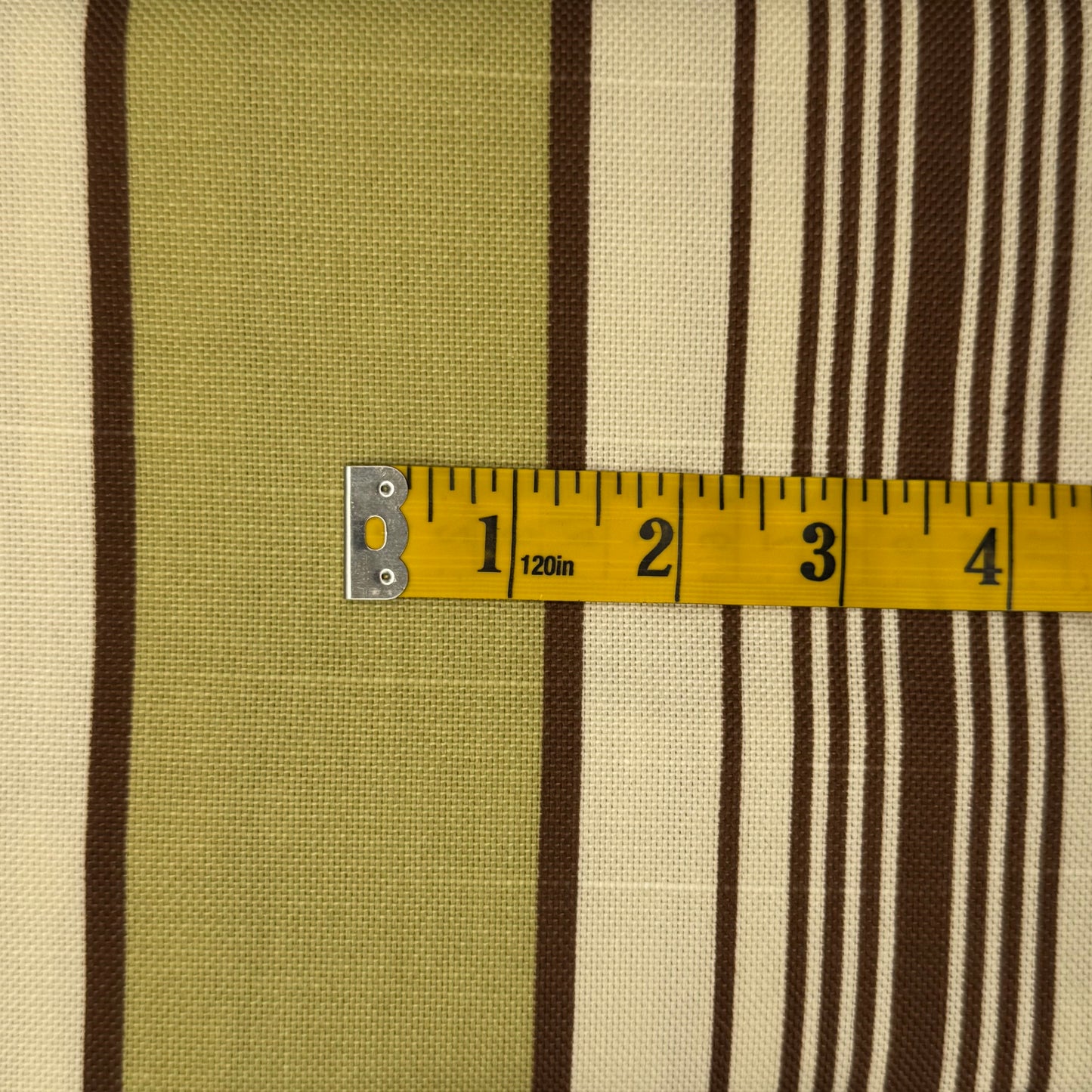 Light Green, Cream & Brown Stripe Home Decor: 2 yds