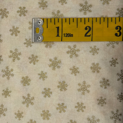 Metallic Gold Mini Snowflakes Cotton: 2 yds