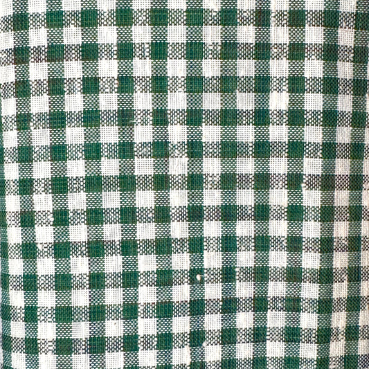 Green/White Slub Weave Gingham Home Decor Cotton Blend: 3 yds