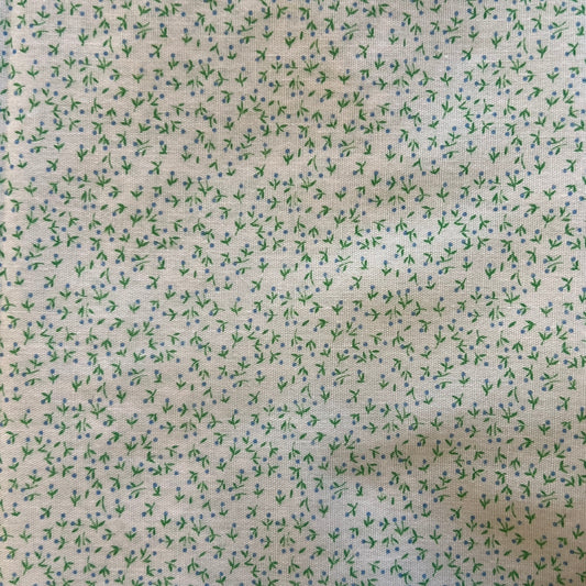 Green & Blue Micro Floral Cotton: 1.5 yds
