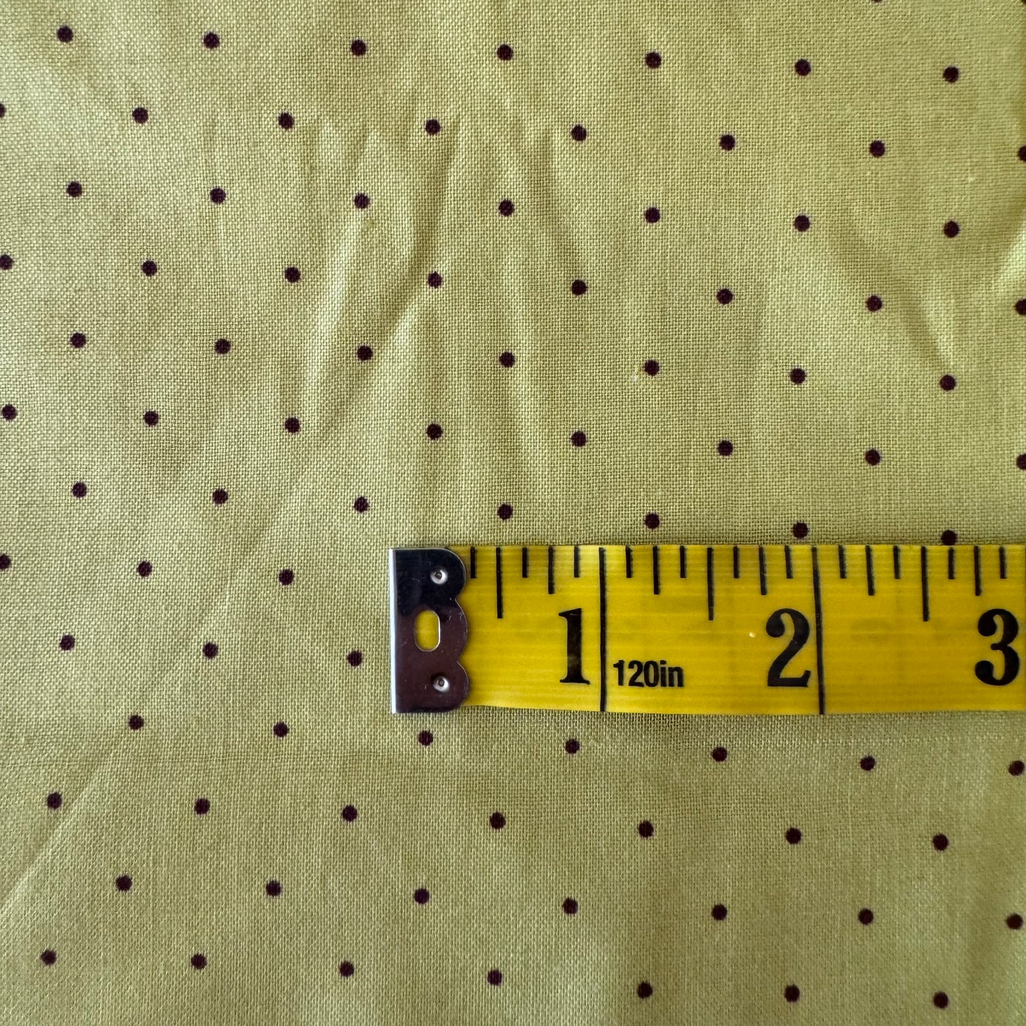 Olive with Brown Mini Dots Cotton: 2.5 yds