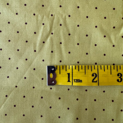 Olive with Brown Mini Dots Cotton: 2.5 yds
