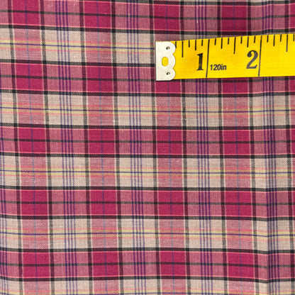 Pink Purple Plaid Lightweight Cotton Blend Shirting: 3 yds