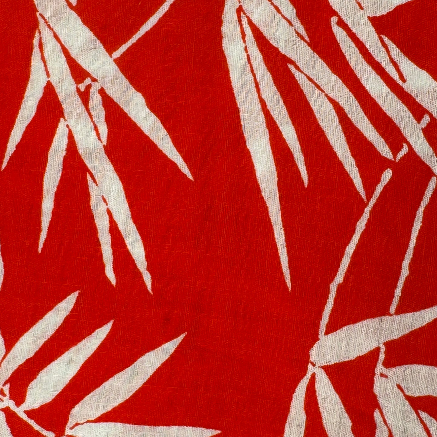 Tomato Red/White Bamboo Foliage Print Cotton: 4.75 yds