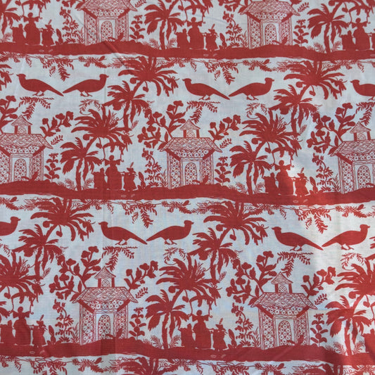 Salmon Tropical Floral Cotton: 2 yds