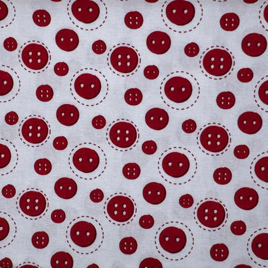 Red Buttons Cotton: 1.5 yds
