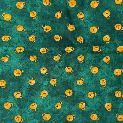 Tonal Green With Jingle Bells Cotton: 2.25 yds