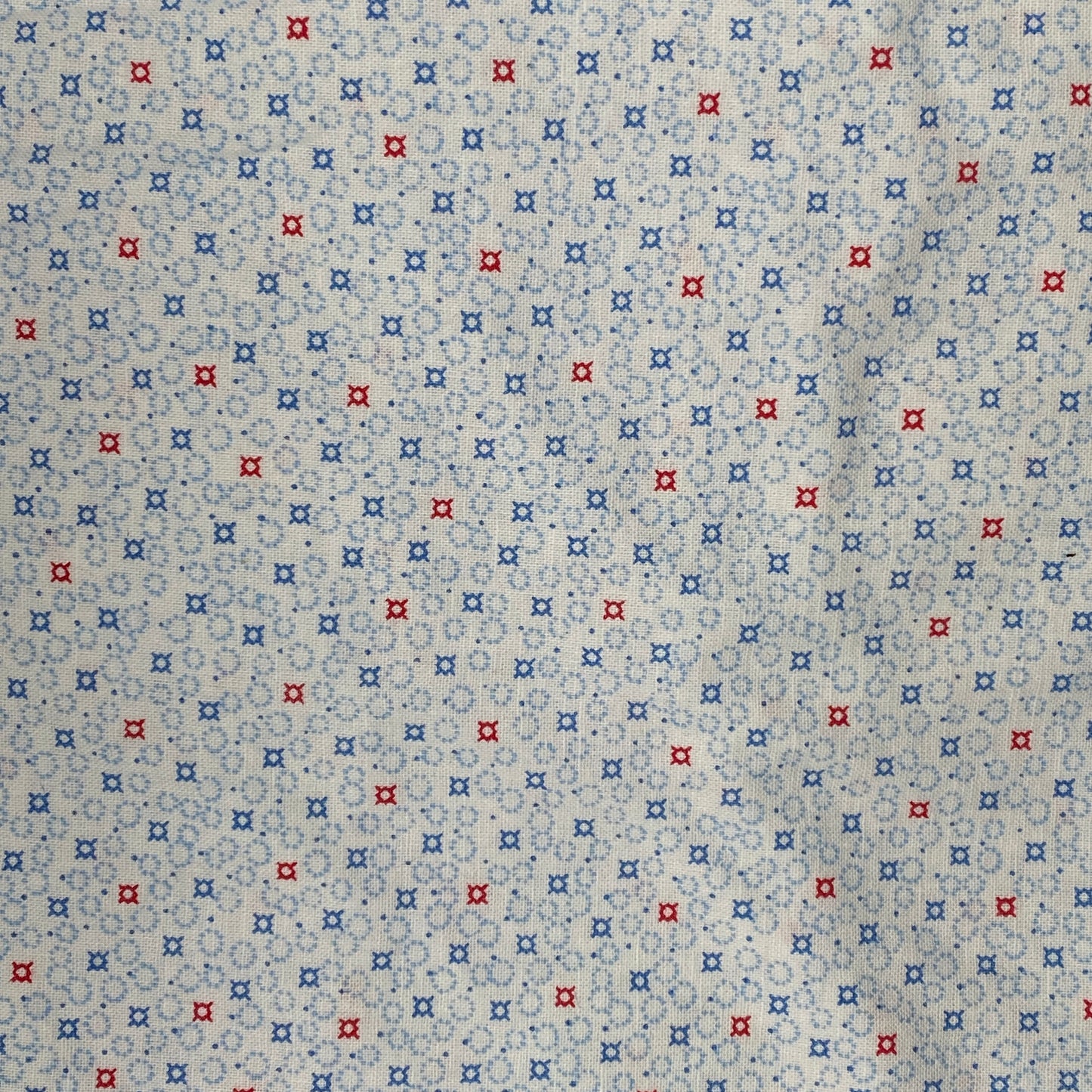 Blue & Red Geometric Cotton: 3 yds