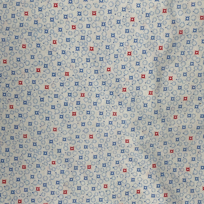 Blue & Red Geometric Cotton: 3 yds