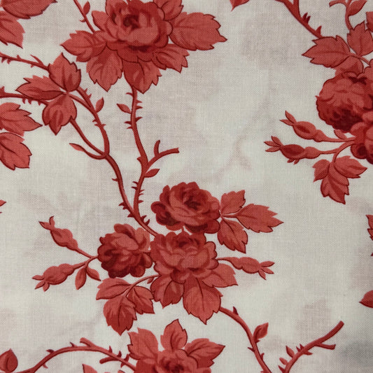 Light Red Floral Cotton: 2 yds