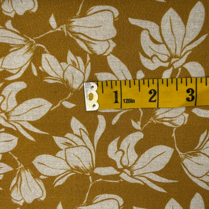 Mustard Magnolia Floral Cotton: 3 yds