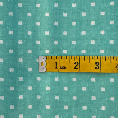Mint Green with White Squares Woven Cotton Blend: 2.5 yds