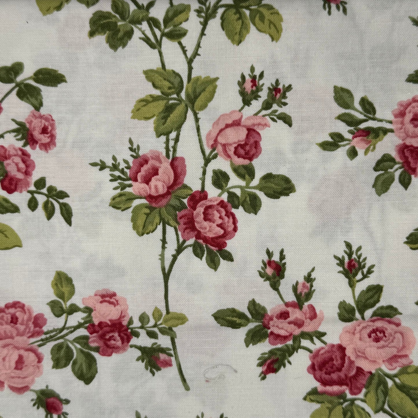 White With Pink Floral Cotton: 1.5 yds