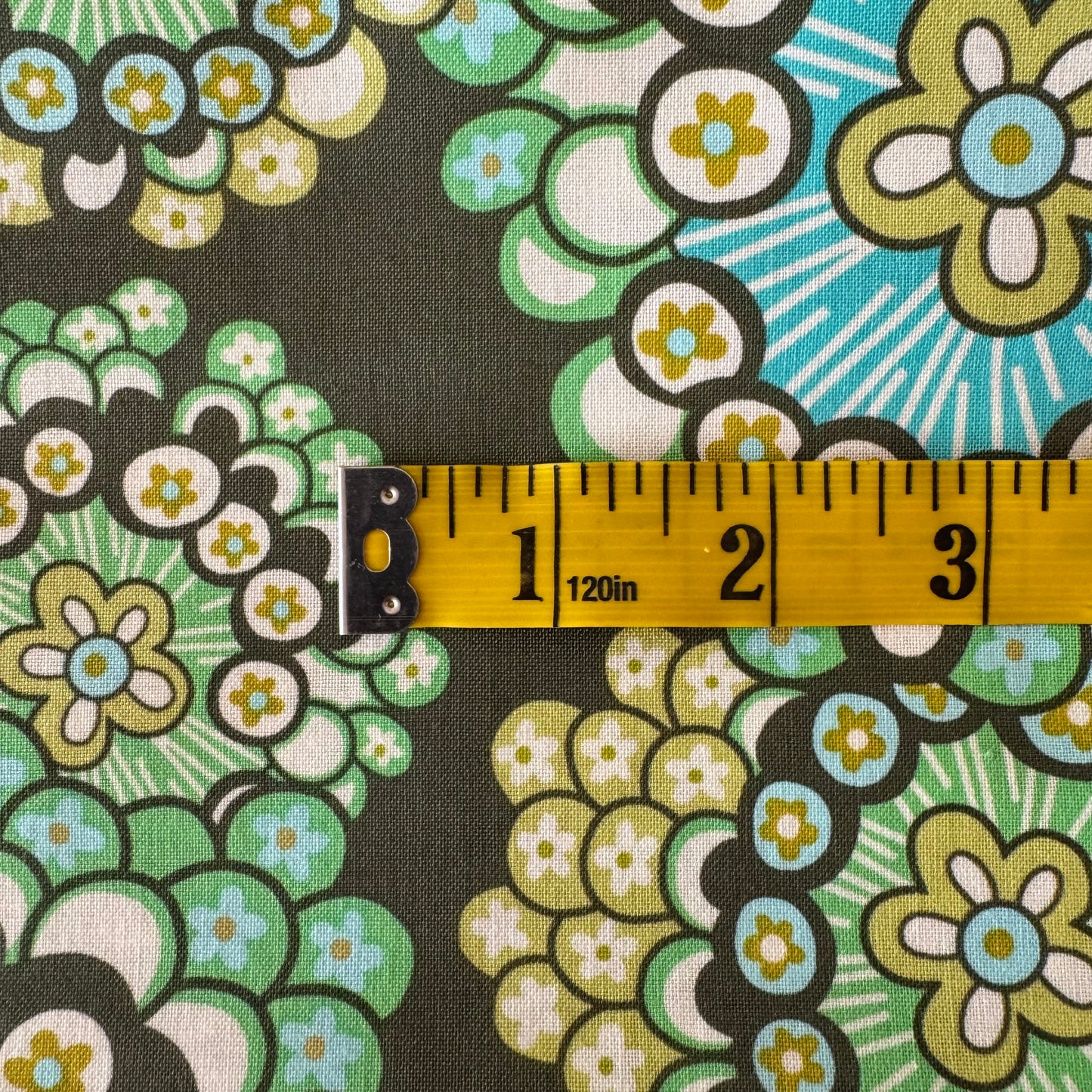 Green & Blue Funky Floral Cotton: 1 yd