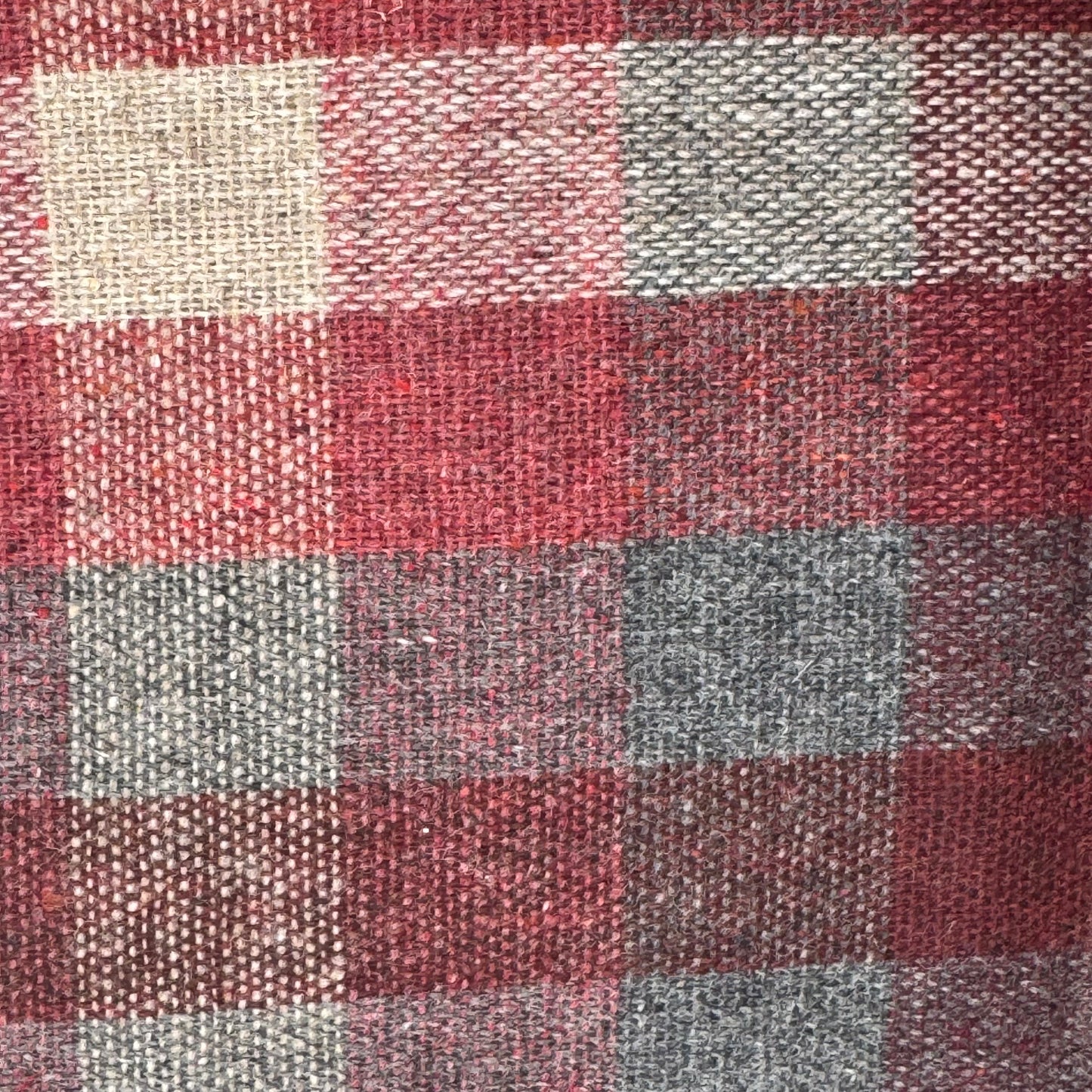 Muted Multicolor Loose Weave Checked Home Decor Wool Blend: 2.5 yds