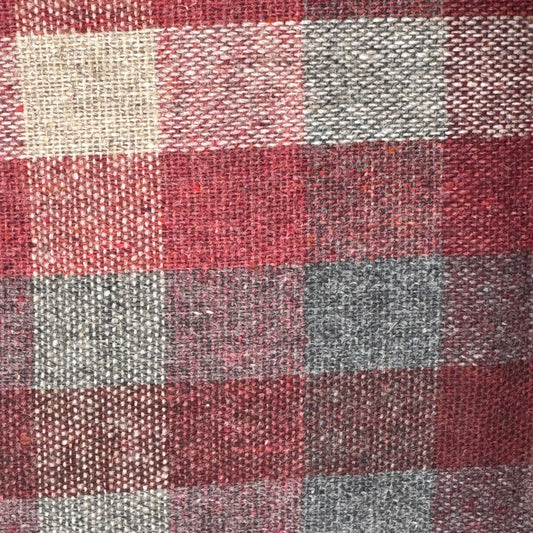 Muted Multicolor Loose Weave Checked Home Decor Wool Blend: 2.5 yds