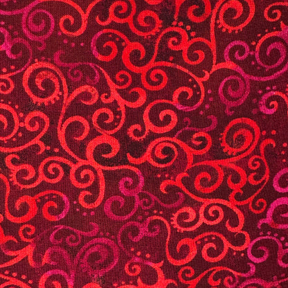 Red & Purple Swirling Vines Wide Back Cotton: 2 yds