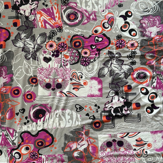 Multicolor Bold Semi-Abstract Design 4-Way Stretch Knit Cotton Lycra Blend: 1 yd