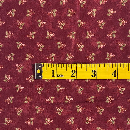 Red With Yellow Micro Floral Cotton: 2 yds