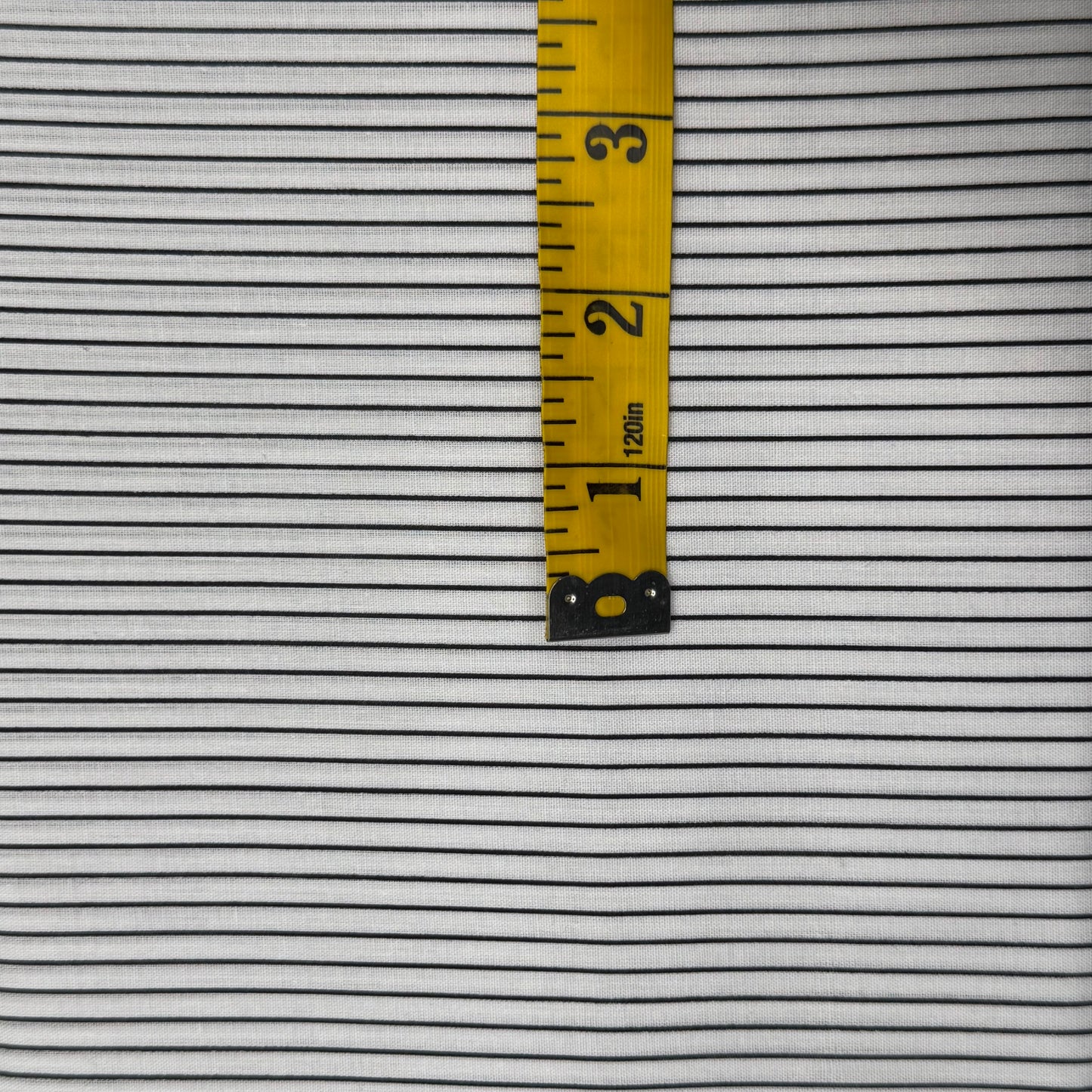 White With Black Stripe Lightweight Cotton Blend: 2 yds