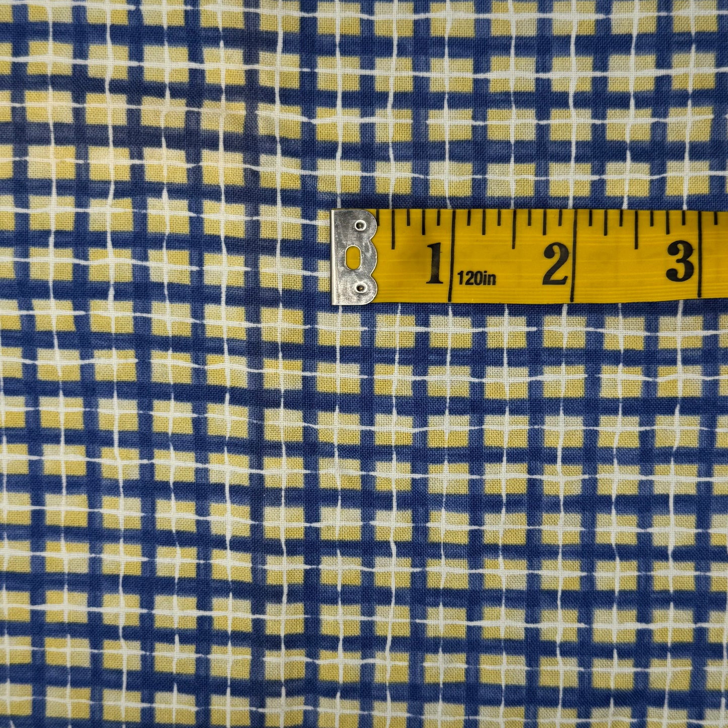 Blue, Yellow & White Geometric Cotton: 1 yd
